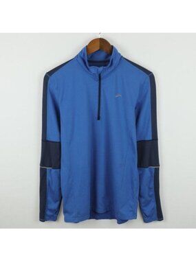 Brooks Men's Small Blue 1/4 Zip Athletic Performance Pullover Jacket